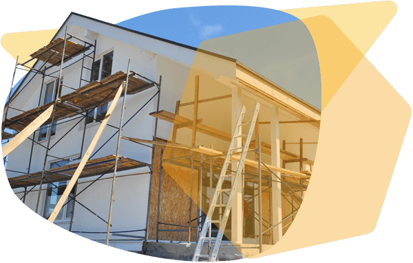 scaffolding overlooking a house repair